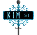 blue black street sign kim ST