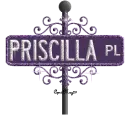 purple street sign priscilla PL