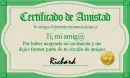 Certificado de Amistad