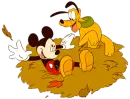 mickey & pluto playing in leafs.