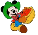 mickey holding apples
