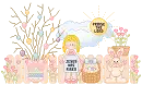 Happy Easter, Jesus has Risen with girl and bunny