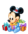 Baby Mickey opens presents
