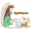 Angel with baby and Happy Birthday Jesus text