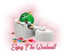 Enjoy the weekend green m&m lady