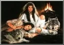 beautiful woman sleep with wolf
