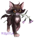 CAT CARRYING FLOWERS IN MOUTH