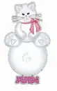 Cat on snowball with Judi name