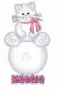 Cat on snowball with Maggie name