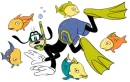 goofy swimming with fish
