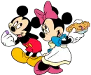 minnie & mickey with a pie