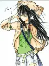 anime girl black hair love music