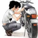 anime girl black hair motor