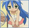 konata cooling off in front of fan