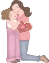 mother hugging daughter