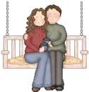 boy and girl on swing