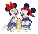 mickey & minnie drinking a soda