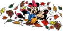 mickey & minnie playing in leaves