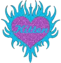 Blue & Purple Flaming Heart with Kitten