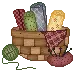 basket with fabric and yarn