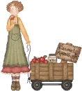lady pulling wagon full of apples