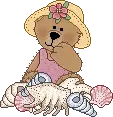 teddy bear with sea shells