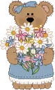 teddy bear with bouquet of flowers