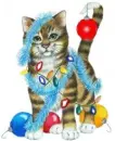 Cat tangled in christmas ornaments