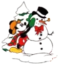 mickey makeing a snowman