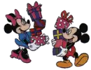 minnie & mickey holding presents