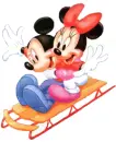 mickey & minnie playing in the snow