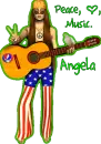 peace, love, music, angela