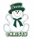Snowman graphic with Christy name