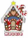 Gingerbread house with Maggie name