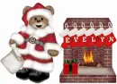 Xmas bear with fireplace with Evelyn name