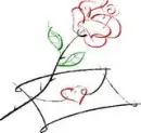 rose with envelope and heart