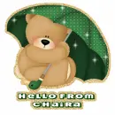 Bear with umbrella and Chaira name