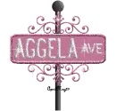 pink street sign aggela AVE