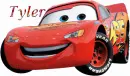 the cartoon car with name tyler on it