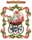 Baby in stroller with Aaron name