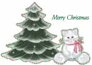 Cat with Tree and Merry Xmas text