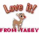 reindeer says loveit with name tabby on it