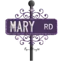 PURPLE street sign mary RD