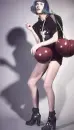 girl with big cherries
