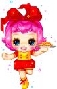 little girl with pie