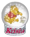 winnie pooh snowglobe with the name Krisia on it