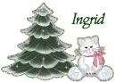 Cat with Xmas tree and Ingrid name