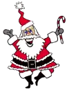 santa with a candy cane