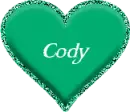 green heart with cody on it