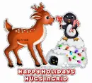 Deer with penguins with Ingrid name